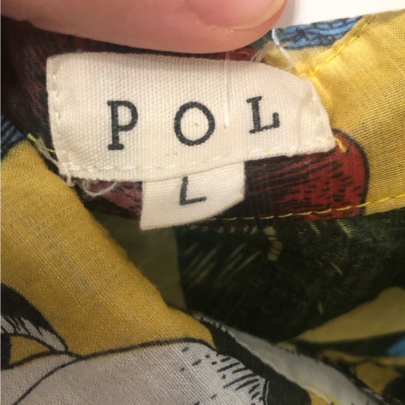 POL Oversized Floral Button Down Sheer Cotton Blouse in Yellow & Blue Size Large - Picture 4 of 9